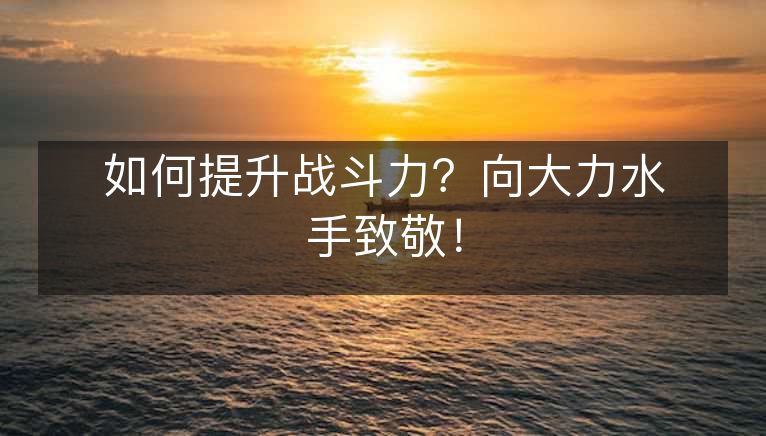 如何提升战斗力？向大力水手致敬！